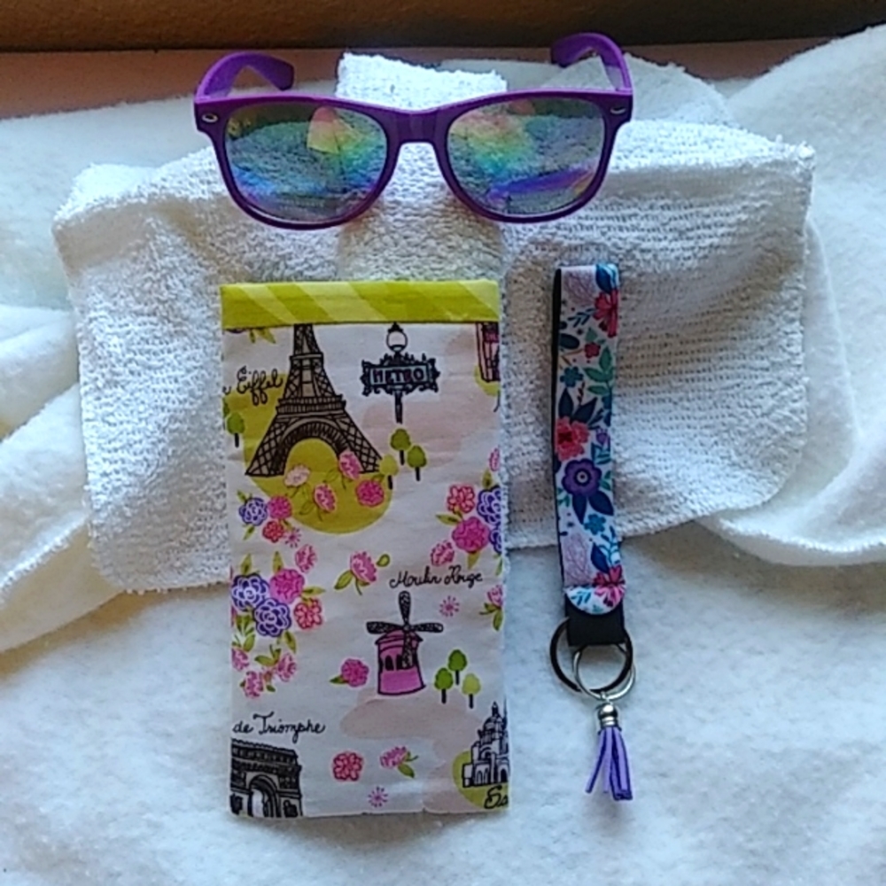 Purple w/case-Paris & key fob, Sunglasses